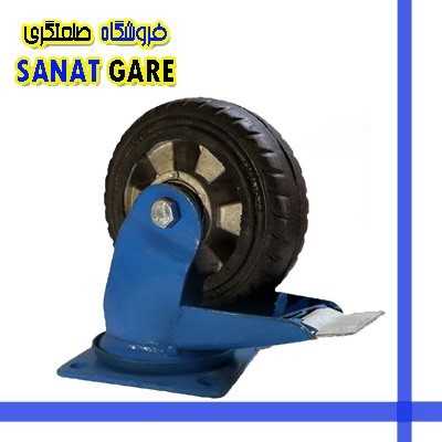 چرخ های چدنی|چرخ های چدنی سنگین لاستیکی مدل آلمانی سایز 16 ترمزدار