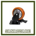 چرخ های پایه مشکی نارنجی بلبرینگی و قاب دار سایز 75 ترمزدار